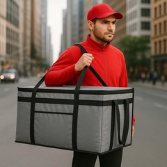 XXXL Insulated Catering Bag 22x14x13 — Heat Retaining Food Delivery Cooler, Gray