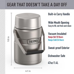 Thermos Stainless King Vacuum-Insulated Food Jar 2 Storage Container Inserts 47