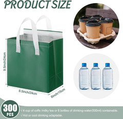 300 Pack Insulated Bags Bulk for Food Delivery 9.5 X 9.5 X 6 Thermal Take Away B