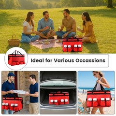 Large Insulated Food Delivery Bag with 4 Cup Holder, Cooler Bag Drink Carrier