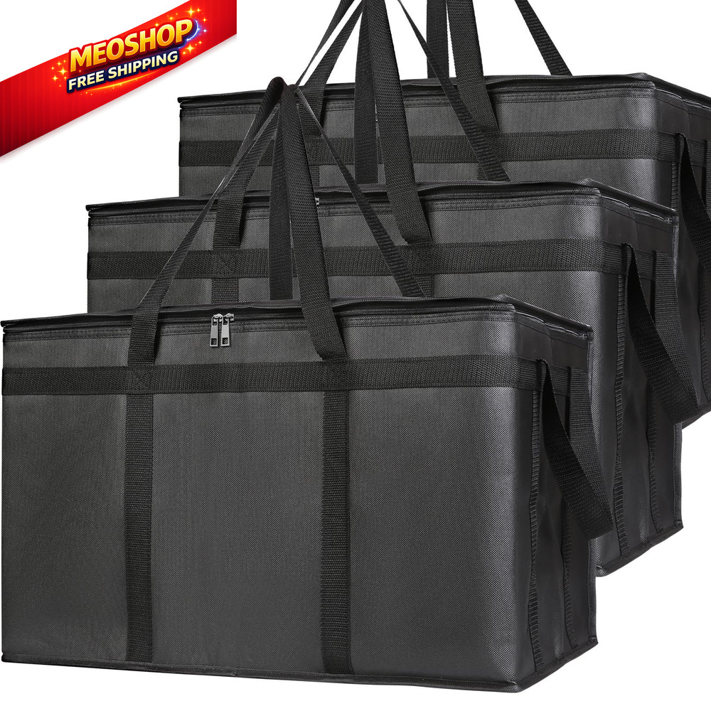 Bodaon 3-Pack Insulated Food Delivery XXX-Large (without Hard Bottom), Black