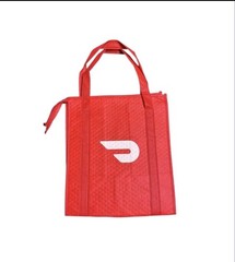Doordash Zip Up Top 15 x 13 x 9″ Insulated Food Delivery Cooler Bag Red Tote