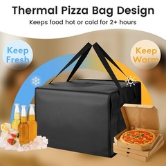 20x20x14 Insulated Pizza Delivery Bag — Hot & Cold Food Carrier for Commercia…
