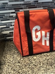 GRUBHUB Official Large 19″x19″x9” Insulated Food Delivery Carrying Tote Bag Red