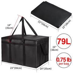 Insulated Food Delivery Bag XXXL Insulated Reusable Grocery Cooler Hot Tote Bag