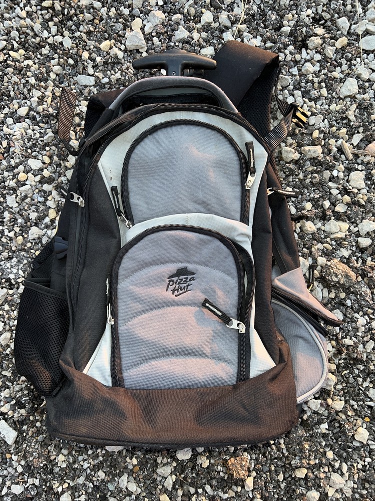 Pizza Hut Backpack On Roller Wheels & Extendable Handle carry on travel bag