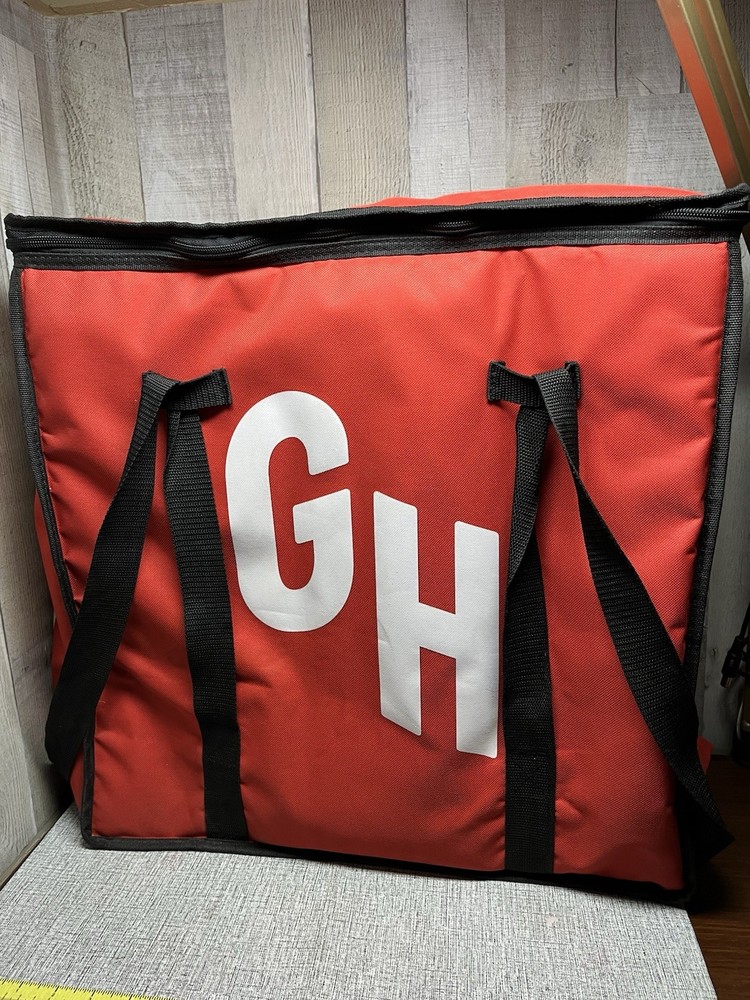 Grubhub Official Large 19″x19″x9” Insulated Food Delivery Tote Bag Red