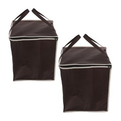 2Pcs Thermal Food Carrier Bags Reusable Insulated Lunch Bag Coffee Color