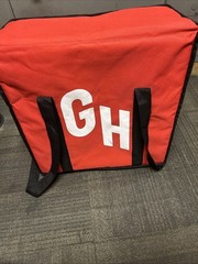 GRUBHUB Official Large 19″x18″x9” Insulated Food Delivery Carrying Tote Bag Red