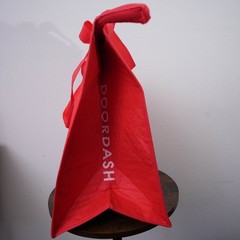 DoorDash Insulated Delivery Bag Red Thermal Food Carrier Tote Zippered 13×15