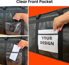 3XL Insulated Bag for Food Delivery & Grocery Shopping with Zippered Top Black