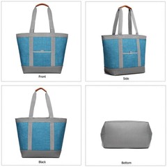 Awordo Insulated Cooler Bag, Reusable Grocery Tote Bags for One Size, Blue