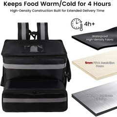 Thermal Food Carrier Backpack Uber Eats DoorDash Insulated