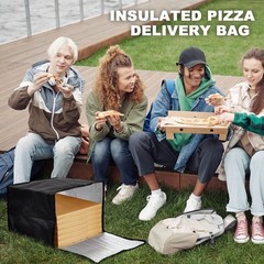 2 PCS Black Insulated Pizza Delivery Bag Carrier Warmer 20x20x14 Inch Cooler