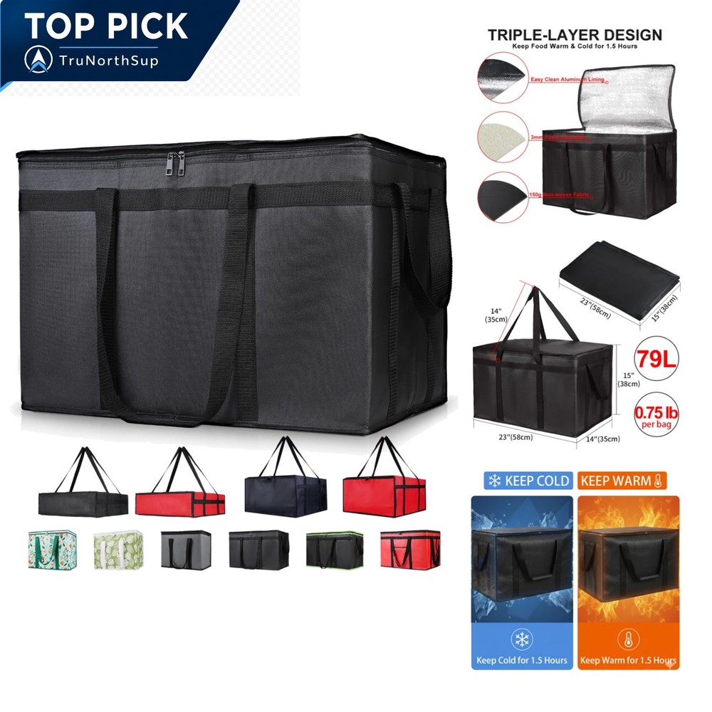 Catering Bag for Doordash Uber Eats 22X14X13 Insulated Food Delivery Bag with Cu