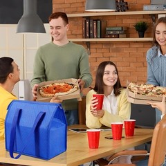 PUREZON 10 Pcs Large Insulated Grocery 13 x 12 x 7 inches, Blue and Black