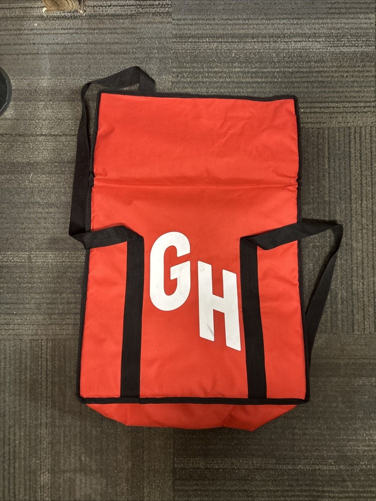 GRUBHUB Official Large 19″x18″x9” Insulated Food Delivery Carrying Tote Bag Red