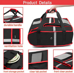 Insulated Pizza Delivery Bag, 20»L X 20»W X 8»H Professional Thermal Pizza Wa