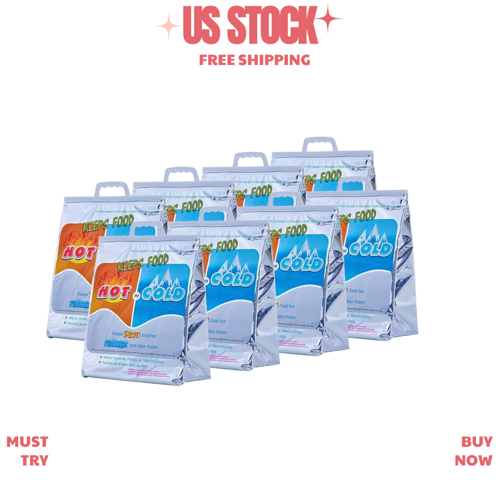 NEW 8 Pack Hot & Cold Insulated Food Delivery Bags 13″x7″x15.5″ Thermal Tote
