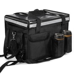 Insulated Food Delivery Bag 17.3×13.5×12.5 Inch Cup Holder Support Frame Divider