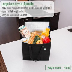 2 Pack Cooler Bags — Insulated For Food Delivery Collapsible & Reusable Black