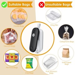 FEPPO Mini Bag Sealer, 2 in 1 Heat Sealer with Cutter, Small, Black/White