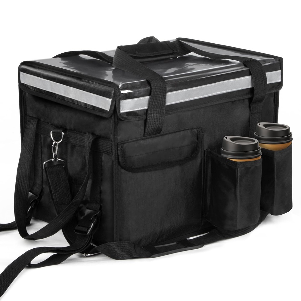 Insulated Food Delivery Bag Cup Holder Waterproof 17.3×13.5×12.5 Inch