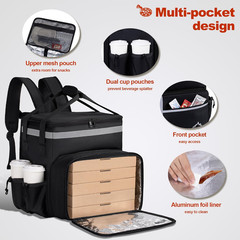 Food Delivery Backpack, Insulated Food Delivery Bags for Takeout Bike, Large Piz