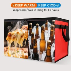 Large Insulated Food Delivery Bag with 4 Cup Holder, Cooler Bag Drink Carrier
