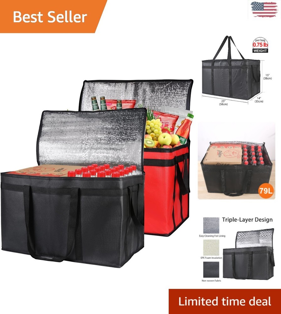 Heavy Duty 2-Pack XL Food Carrier Bags — Ideal for Catering & Grocery Hauling