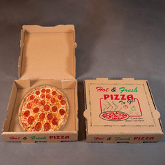 50 Pack Pizza Box 4 Color Print Hot & Fresh Pizza Brown Color (8″ X 8″)