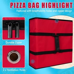 Insulated Pizza Delivery Bag, Large 20x20in Food Carrier for Hot Pizzas, Collaps