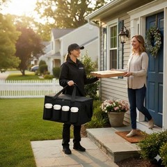 musbus Catering Bag for doordash uber eats 22x14x13 22W x 12H x 14D, Black