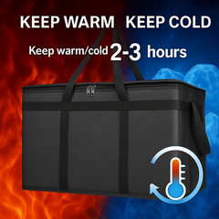 Insulated Food Delivery Bag with Hard Bottom, XXXL Pizza Cooler Bags, Grocery Sh