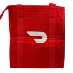 DoorDash Insulated Tote Bag Red Zip Closure Top 13″L x 15″H x 9.5″D Hot Food