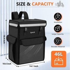 Insulated Food Delivery Backpack with Removable Divider, Heavy Duty Thermal Bag