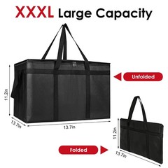 TITINICE 3 Pack XXXL Insulated Food Delivery Bags with Removable XXXL, Black