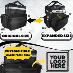 Insulated Food Delivery Backpack made with Expandable 1680D Black