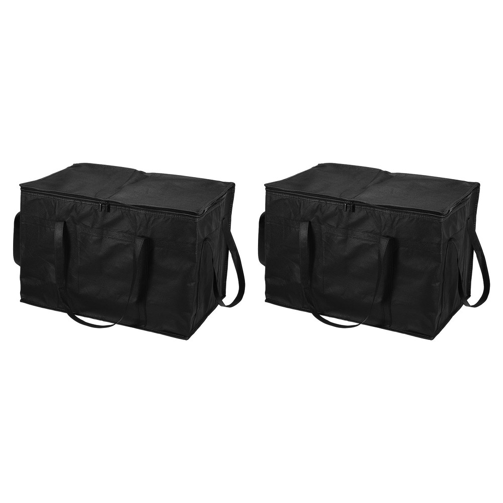 Insulated Reusable Grocery Bags with Zipper and Handle (Black, 22.8″x13.8″x15″)