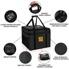 Hot Food Delivery Bag 45L — Insulated Pizza Box, Thermal Bags for Uber Eats