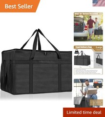 Stylish Black XXXL Pizza Delivery Bag — Insulated & Water Resistant, 23″L x 15″H