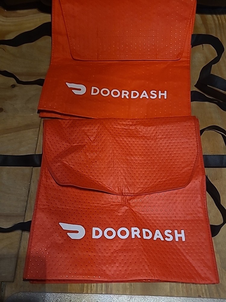 Lot Of 2 Door Dash Red Logo 19″ x 19″ x 5″ Handle Insulated Pizza Delivery Bag