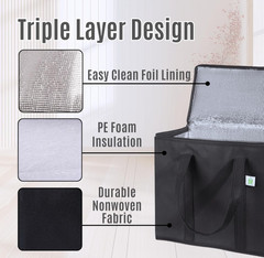 2 Pack Cooler Bags — Insulated for Food Delivery, Collapsible and Reusable Sho..