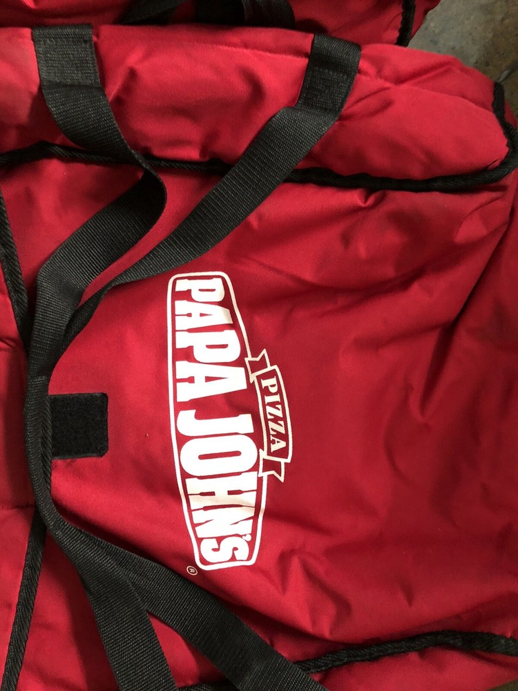 Papa Johns Pizza Insulated Hot Bag Delivery Large Red Carrying Case Tote