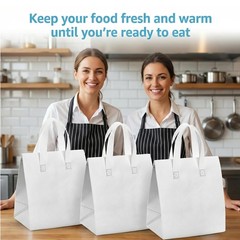 ZENFUN Set of 25 Insulated Take Away Bags, Small Medium, White