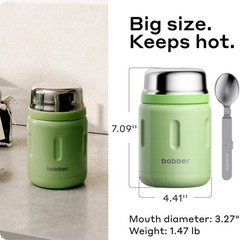 BOBBER 24oz Insulated Stainless Steel Thermo Jar for Hot Food, Wide Mouth
