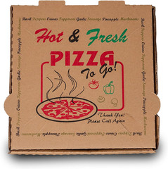 50 Pack Pizza Box 4 Color Print Hot & Fresh Pizza Brown Color (8″ X 8″)