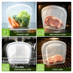 HE-SANQI Reusable Silicone Food Storage Bag, Extra Large 124oz/3500ml Clear