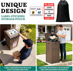 Waterproof 31 Gallon Package Delivery Box with Lift-Out Bag — Dark Brown