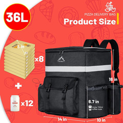 Insulated Delivery Bags for Delivery Bike Large Pizza Delivery Bag Strip Black